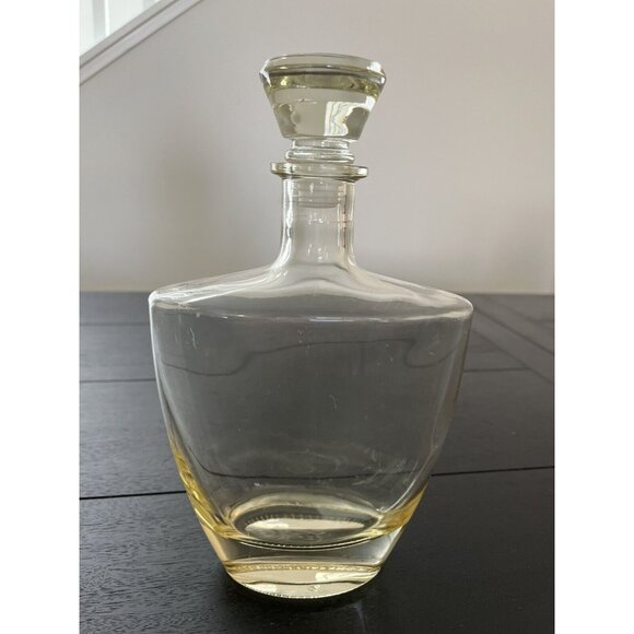 Vintage glass decanter clear with Stopper & dipped amber sides & bottom heavy - Picture 10 of 13